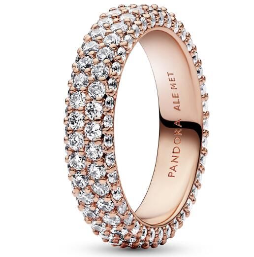 Neat ALE Met 5A-Clear CZ Pave Two Row Rose Rings