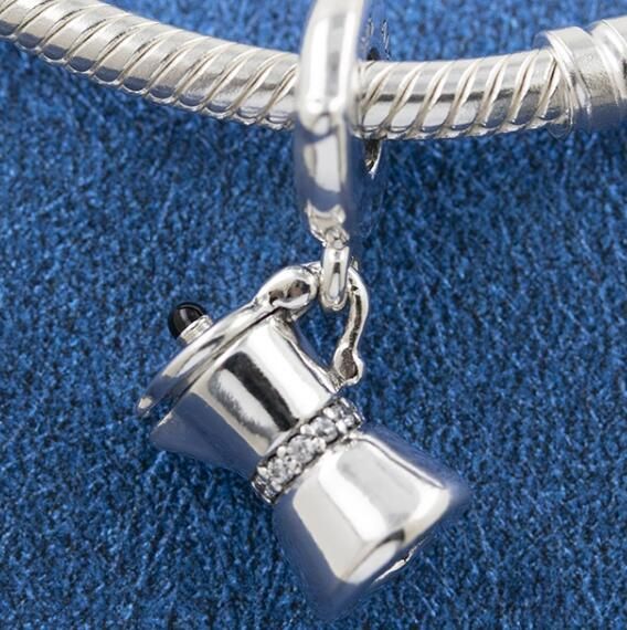 Clear S925 ALE&Shining Screw Moka Pot Dangle Charm