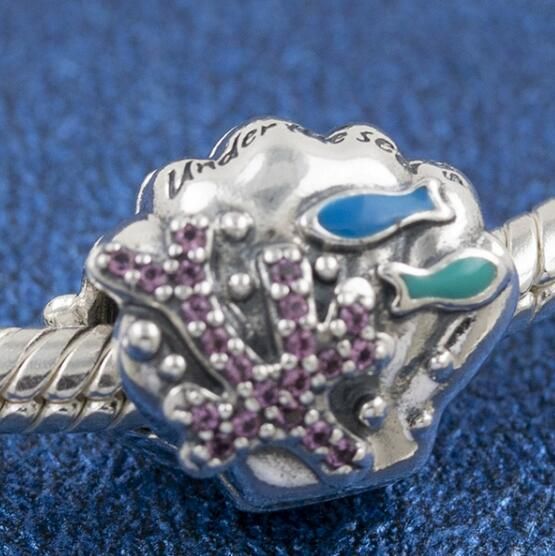 Clear Stamped&Shining Screw The Little Mermaid Seashell Charm