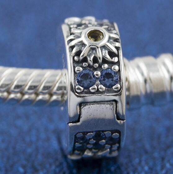 Clear Stamped Celestial Sun, Star & Moon Clip Charm