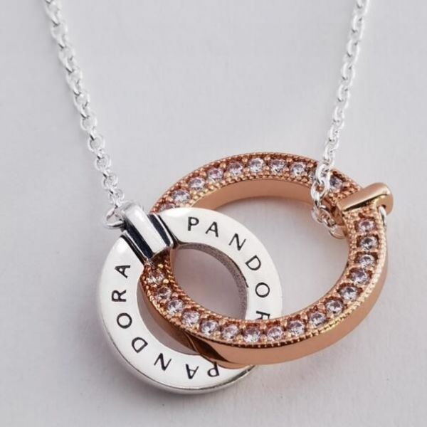 Signature Two tone Intertwined Circles Necklace