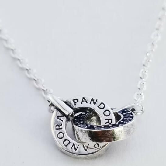 Neat Stamped Signature Intertwined Pave Pendant Necklace