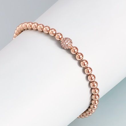Beads & Pave Bracelet-Rose Gold-plated