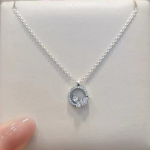 Sparkling Herbarium Circle & Cluster Pendant Necklace