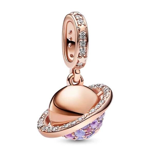 Planet Saturn Sparkling Dangle Charm