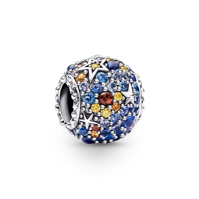Neat S925 ALE  Star Sparkling Pave Blue CZ Charm 