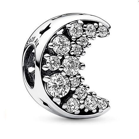 Sparkling Pave CZ Ruthenium-plated Moon Charm 