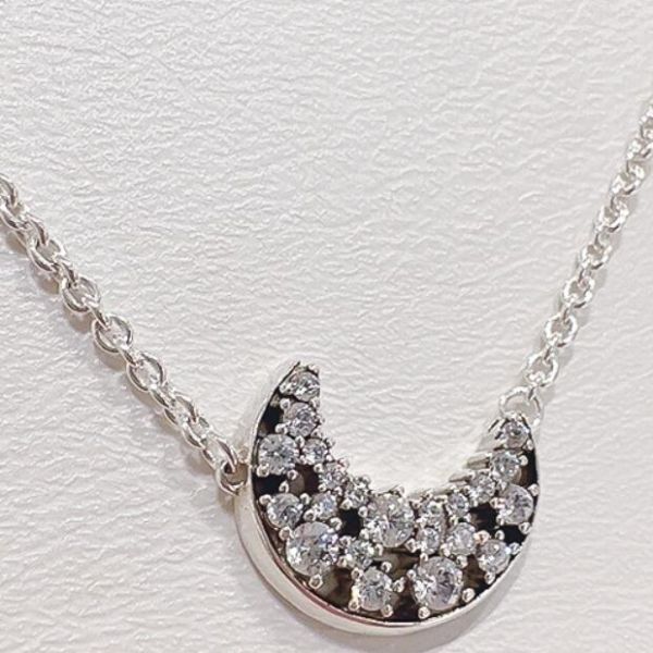 Sparkling Pave CZ Ruthenium-plated Moon Necklaces 