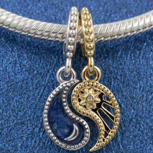 Two-tone Splittable Sun & Moon Yingyang Dangle Charm