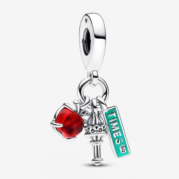 NYC Apple, Torch and Street Sign Triple Dangle Charm