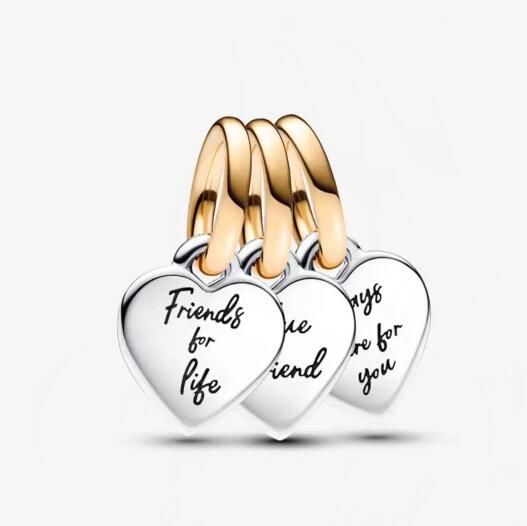 Two-tone Splittable Friendship Triple Dangle Charm