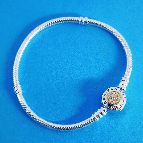 Gold-plated Clasp 5A-Pave CZ Clasp Snake Chain Bracelets