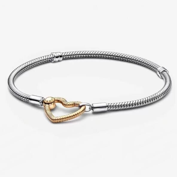 Gold-plated Heart Clasp S925 ALE Snake Chain Bracelets
