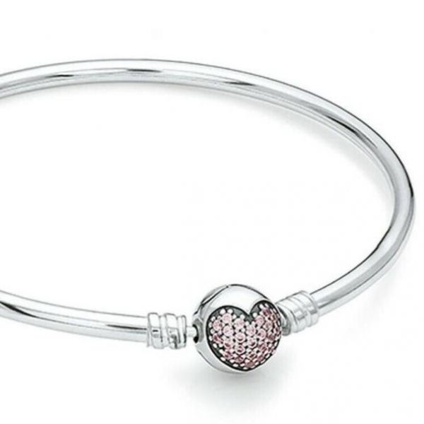 AAA GRADE S925 ALE 5A-Pink-CZ Sterling Silver Bangles