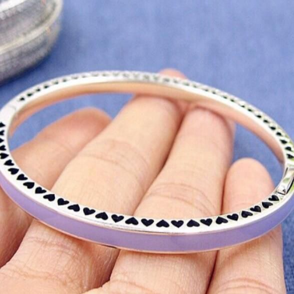 AAA GRADE S925 ALE Purple Blue Enamel&Pave Sterling Silver Bangles