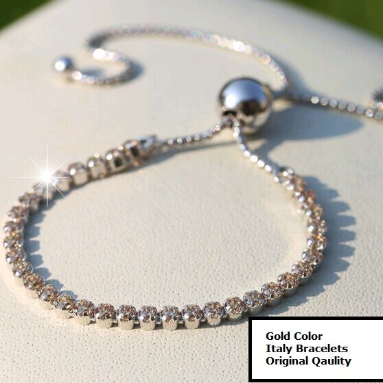 Italy Import Champagne Sparkling Slider Tennis S925 ALE Bracelets