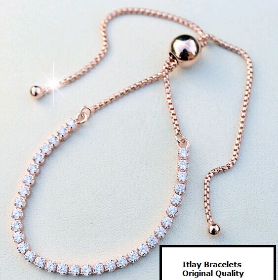 Italy Import Sparkling Slider Tennis S925 ALE R Bracelets