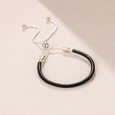 Fixed Stopper&Activity Black Leather Bracelets
