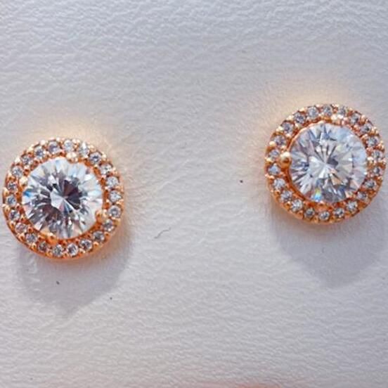 AAA GRADE Rose Gold Plated Stud Earrings