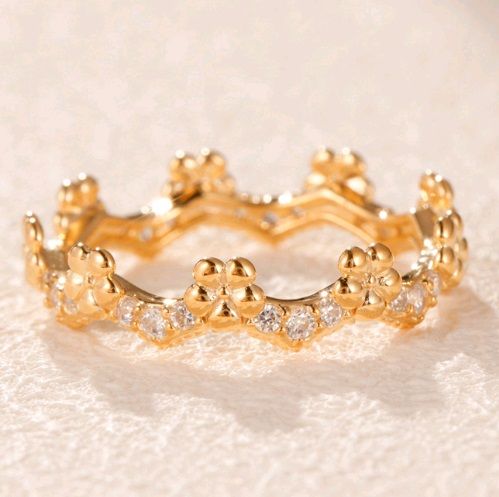 18K Goldplated AAA GRADE S925 ALE Regal Crown Rings