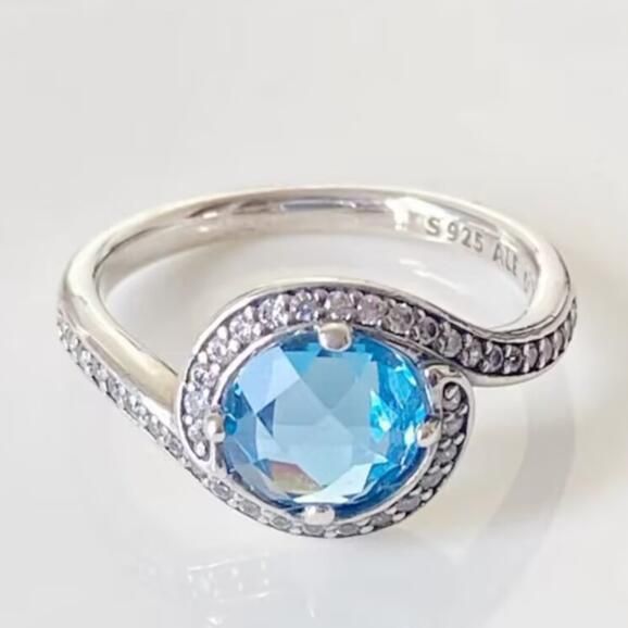 Clear&Blue-5A- CZ AAA GRADE S925 ALE Rings