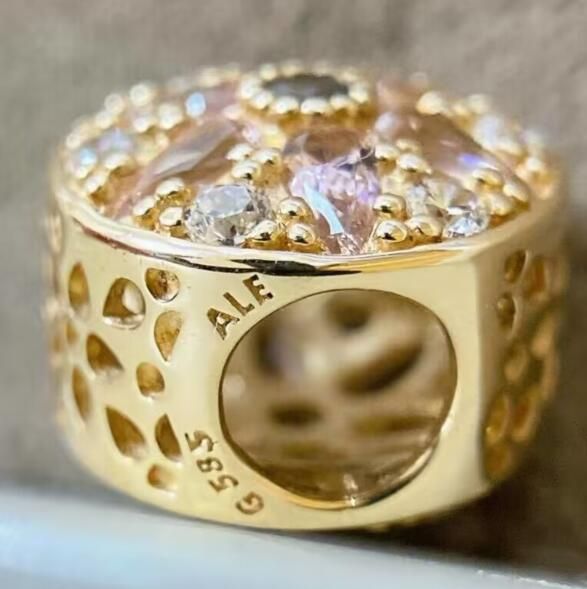 14K Real Solid Gold G585 ALE Opulent Floral Charm