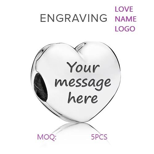 Engrave Your Words- Customs Heart Clip Charms-AAA GRADE