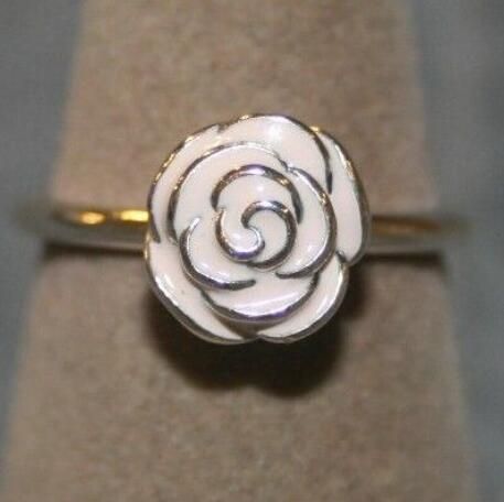  AAA GRADE S925 ALE Flower Pink Enamel Rings