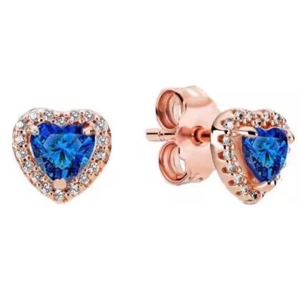 AAA GRADE Rose S925 ALE R Heart Pave Earrings