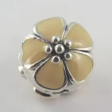 Beige Yellow Enamel AAA GRADE S925 ALE Sterling Silver Charm Clips