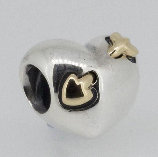 18k Goldplated Two Tone Heart Theme Charm  