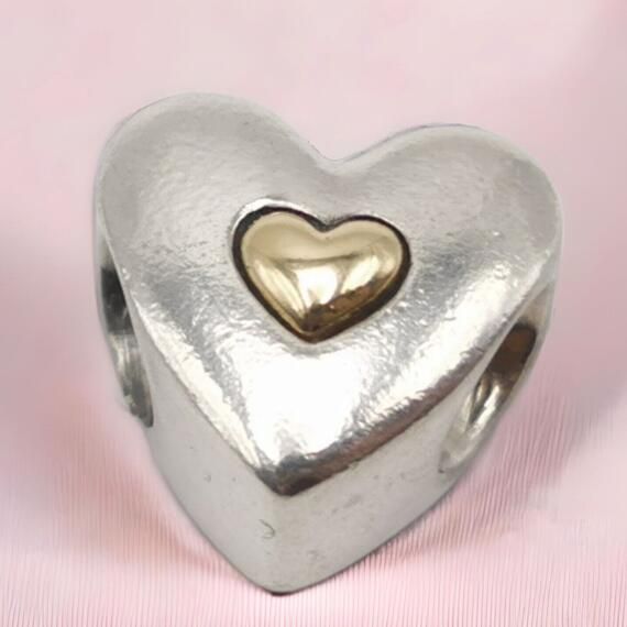 18k Goldplated Two Tone Heart Theme Charm  