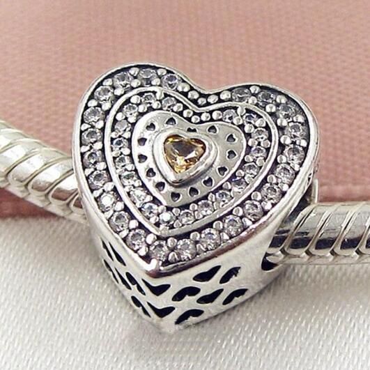 AAA GRADE S925 ALE Sterling Silver Heart Theme Charms