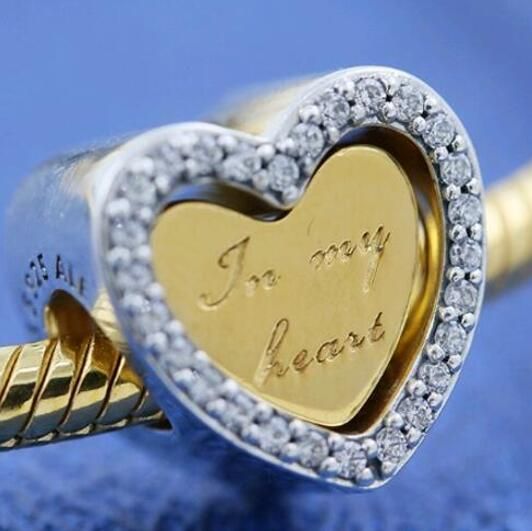 18k Goldplated Two Tone Heart Theme Charm  