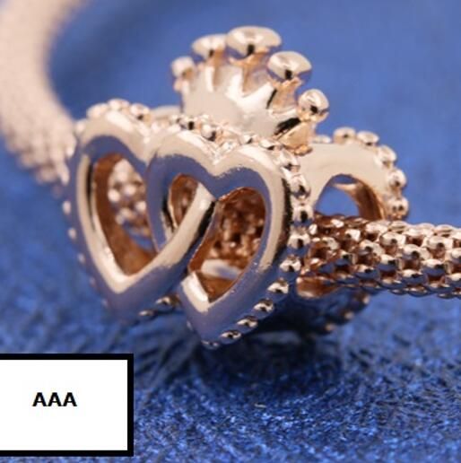 Rose Goldplated AAA GRADE ALE R  Heart With Crown Charms