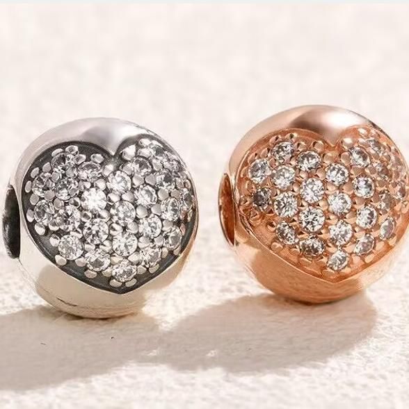 AAA GRADE Heart Pave Charm Clips