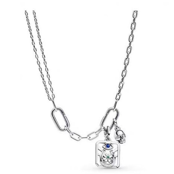 ME Double Link Chain Necklace with 2 pendant