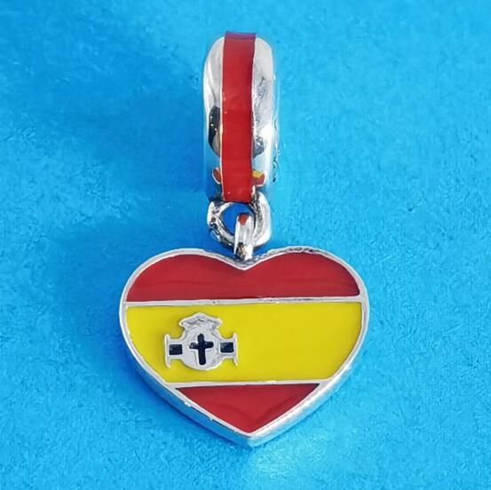 Spain Flag AAA GRADE S925 ALE Sterling Silver Pendants