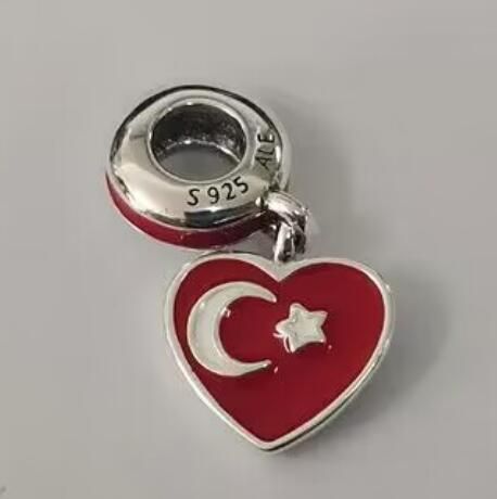 Turkey Flag AAA GRADE S925 ALE Sterling Silver Pendants