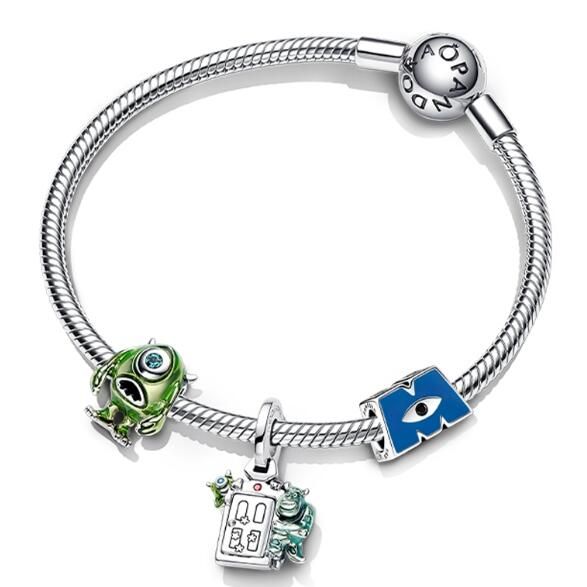Set AAA GRADE S925 ALE Sterling Silver Bracelets With 3 Charms
