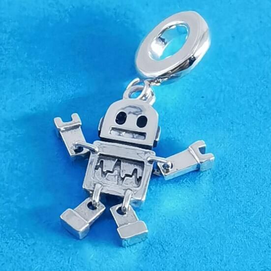 AAA GRADE S925 ALE Sterling Silver Robot Dangle						