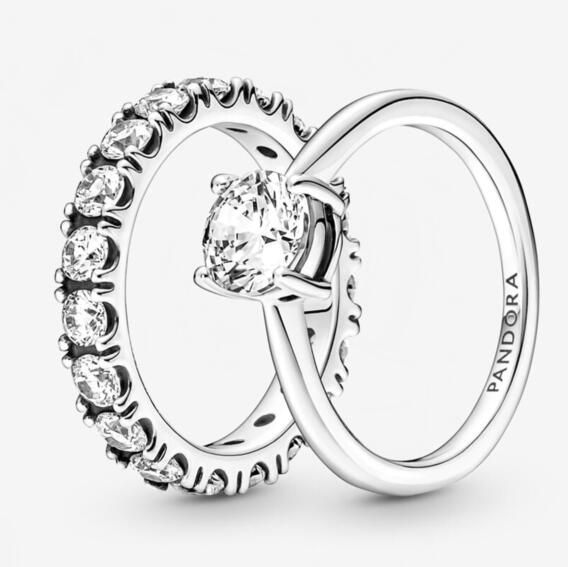 STACKED Pave AAA GRADE S925 ALE Sparkling Rings Set