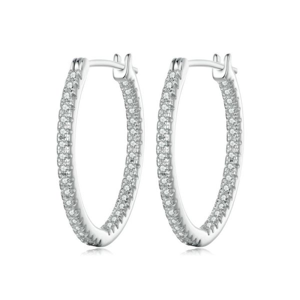 925 Sterling Silver 2024 New Large Shining Hoop Earrings