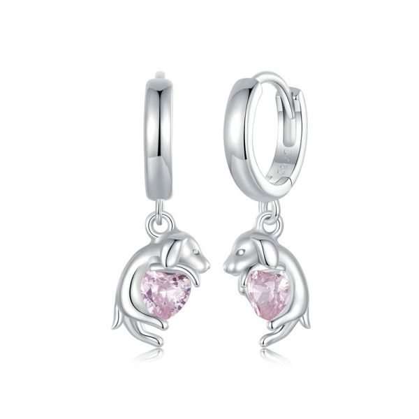 925 Sterling Silver 2024 New Golden Retriever Hoop Earrings