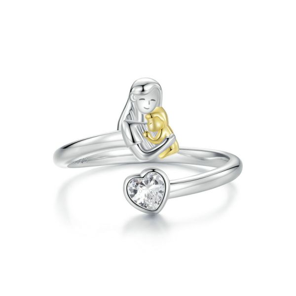 925 Sterling Silver 2024 New Mother and Son Open Ring