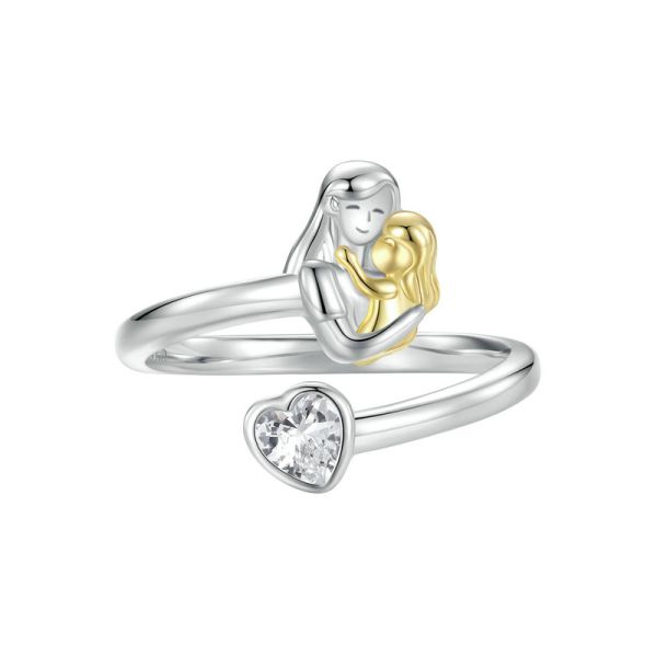 925 Sterling Silver 2024 New Mother and Daughter Open Ring