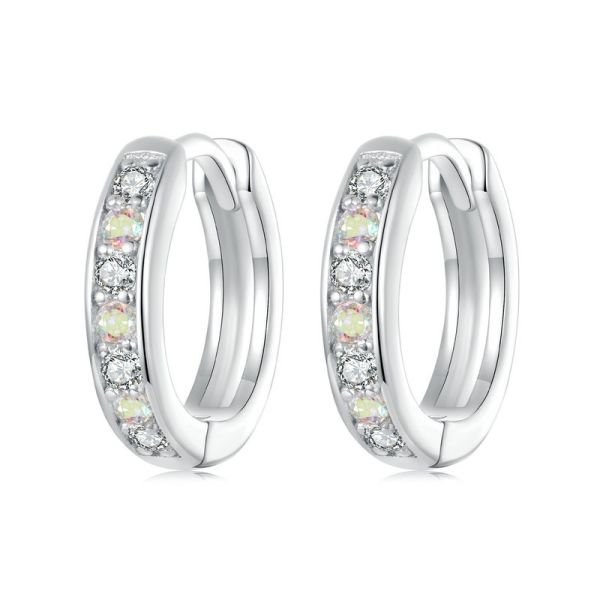 925 Sterling Silver 2024 New Rainbow Zircons Hoop Earrings