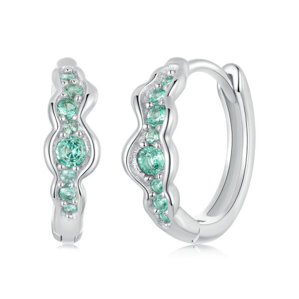 925 Sterling Silver 2024 New Green Wave Earrings