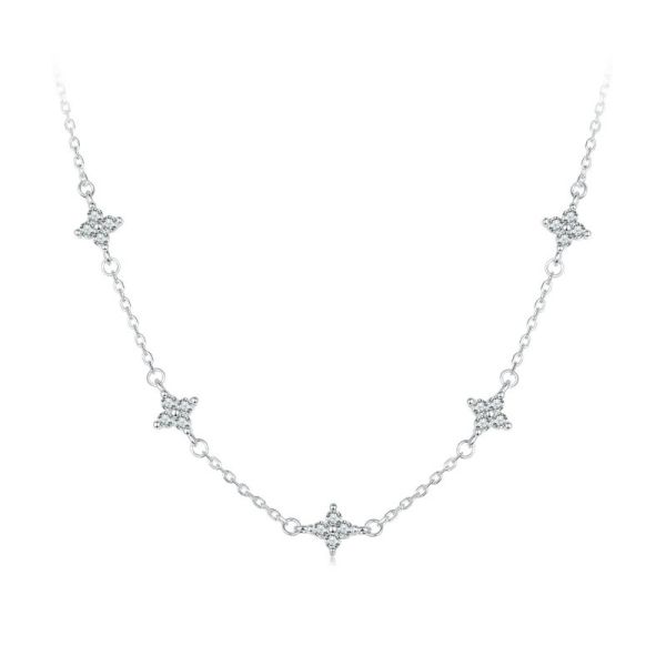 925 Sterling Silver 2024 New Four-Leaf Clover Stars Necklace
