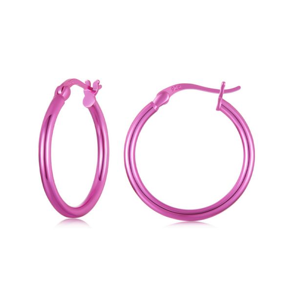 925 Sterling Silver 2024 New Electroplating Rose Red Hoop Earrings